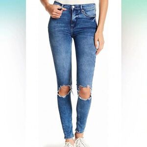 Free People High Rise Distressed Skinny Jeans